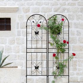 2 Pack Metal Garden Trellis 71" x 19.7" Rustproof Trellis for Climbing Plants Outdoor Flower Support Black