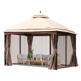 Patio Gazebo for 10-12 Person, 10 x 13 FT Backyard Gazebo, with Mosquito Netting, Metal Frame, and PU Coated 180G Polyester