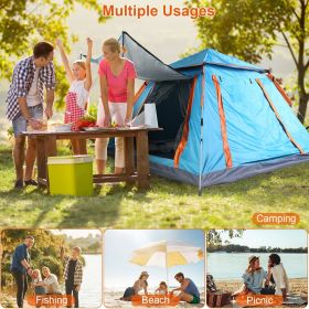 4-5 Person Pop-Up Camping Tent, Instant Setup Family Tent with 2 Mosquito Nets Windows, Portable for Hiking, Backpacking & Outdoor Adventures (Color: Blue)